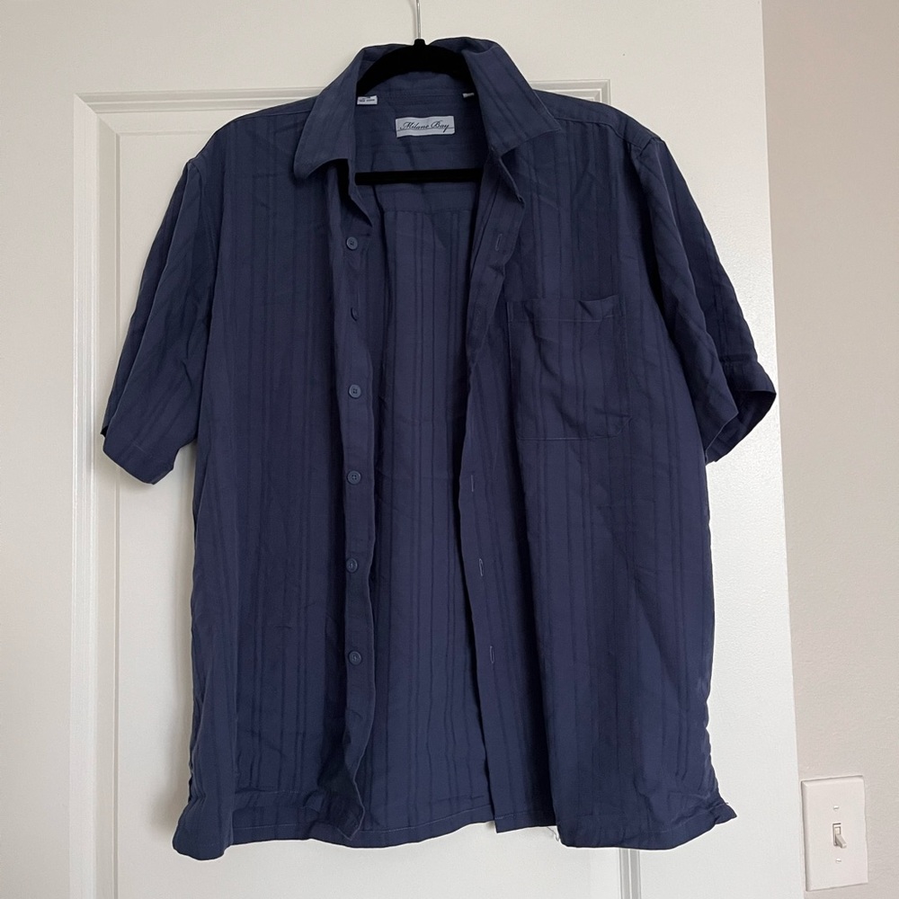 Blue Casual Button Down Shirt Relaxed Fit